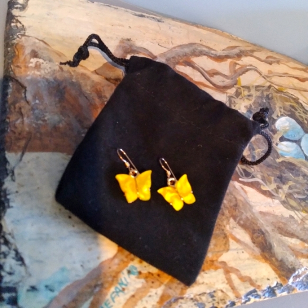 Butterfly Earrings 14K Gold-Filled Dangle Fishhook Pierced